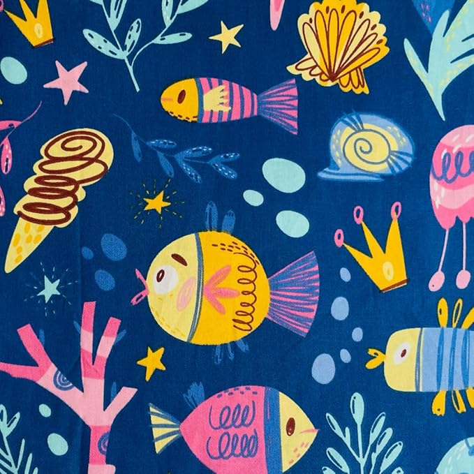 DMFR Ocean Fabric Squares 5 x 5 Inch, 42 Pcs 100% Cotton Charm Pack Fabric for Quilting, Under the Sea Precut Quilt Squares, 6 Assorted Patterns for Sewing, Patchwork, Crafts, Baby Boy Projects