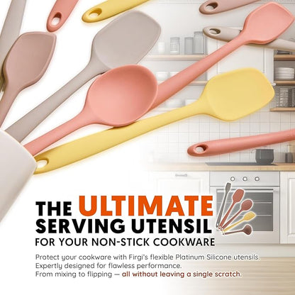Platinum Silicone Cooking Ladle for Baking, Scraping & Mixing, 100% Food Grade Colorful Silicone Kitchen & Serving Utensils, Heat Resistant, Non-Stick Cookware - 8.6 inch Warm Gray