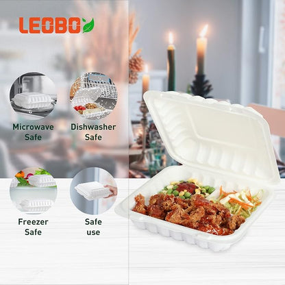 65 Pack 30oz 7.8 Inch To Go Containers - Shrink Wrapped No Pre-Wash | 3 Compartment Reusable & Sturdy | Microwave, Dishwasher and Freezer Safe Meal Prep Boxes for Leftovers, Catering & Takeout