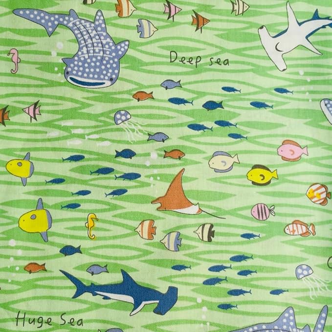 DMFR Ocean Fabric Squares 5 x 5 Inch, 42 Pcs 100% Cotton Charm Pack Fabric for Quilting, Under the Sea Precut Quilt Squares, 6 Assorted Patterns for Sewing, Patchwork, Crafts, Baby Boy Projects