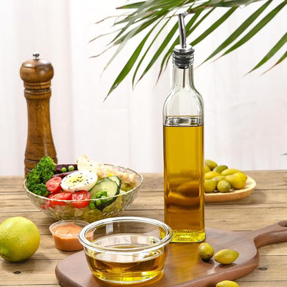AOZITA 17oz Clear Glass Olive Oil Dispenser Bottle - 500ml Oil & Vinegar Cruet with Pourers and Funnel - Olive Oil Carafe Decanter for Kitchen