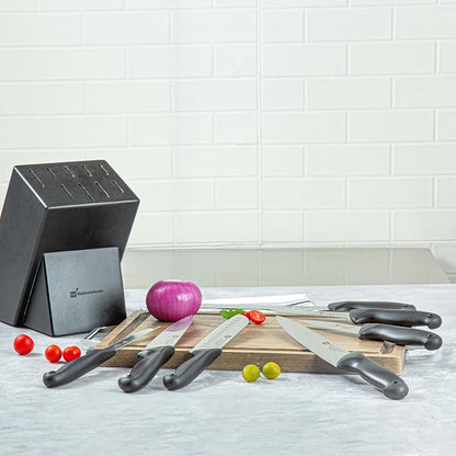 Restaurantware Sensei 8-Piece Knife Set 1 With Colored Coded Pins Professional Knife Set For Chefs - Razor Sharp Stain-Resistant Black German Steel Steel Knife Set Ergonomic Handle