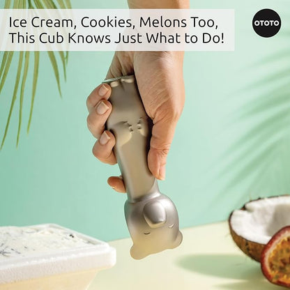 OTOTO Ice Cub Bear Ice Cream Scoop - Cool Kitchen Gadgets, White Elephant Gifts, Cute Kitchen Accessories, Funny Gifts, Stainless Steel Ice Cream Scooper, Cookie Dough Scoop, Cookie Scoop (Silver)