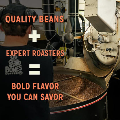 Bones Coffee Company Rest in Peace Decaffeinated Flavored Coffee, Medium Roast Low Acid Arabica Beans Compatible with Auto drip and French Press Coffee Maker, 12 Oz Whole Bean