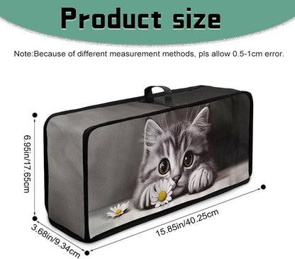 Toaster Cover 2 Slice Grey Cat Slim 2 Slice Toaster Cover Easy to Fold and Carry, Heat-Resistant Dustproof Dust Covers for Toasters Long Slot, Machine Washable