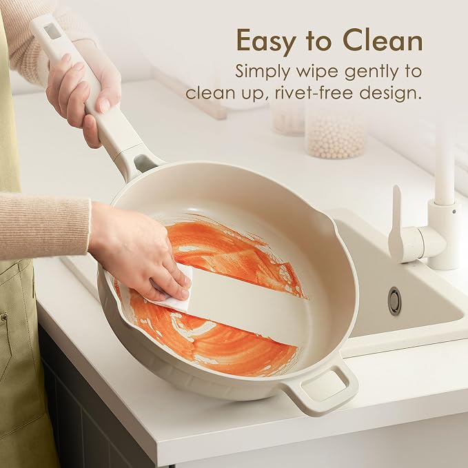SENSARTE 14 Pcs Pots and Pans Set Nonstick, Non toxic Ceramic Cookware Set with Nanoscale Dense Coating, High Heat Resistant Induction Cookware, Healthy Kitchen Cooking Set, PFOA/PFAS/PTFE Free