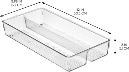 iDesign Recycled Plastic Divided Drawer Organizer Tray - Linus Collection - Clear