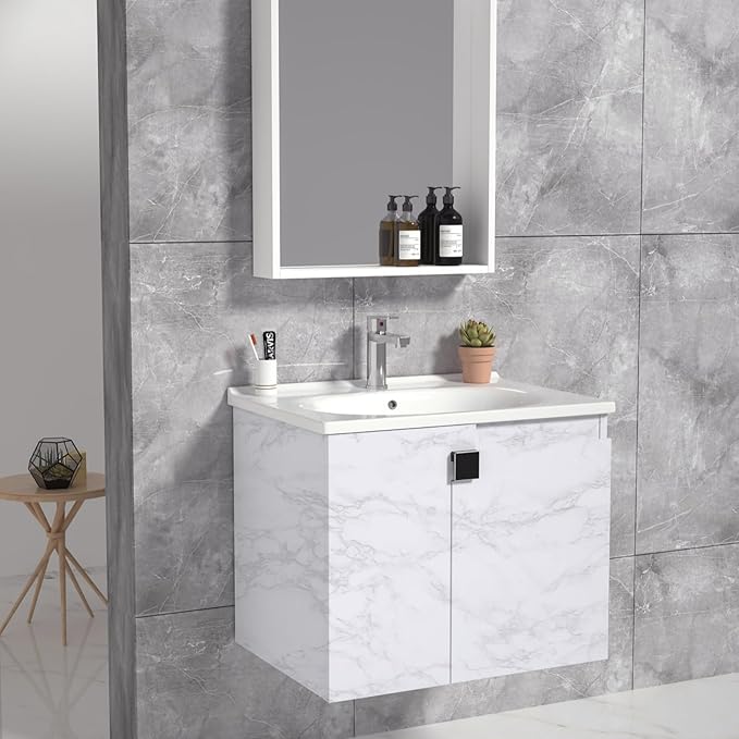 practicalWs White/Grey Marble Contact Paper 17.7" x 196.8", Marble Wallpaper Peel and Stick with Tools, Self Adhesive Vinyl Film Contact Paper for Countertops