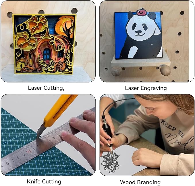 Double-Sided Colored Plywood Boards, 12x12 Inch 3mm Pre-Painted Basswood for Laser Cutting, Signs, Decorations & Commercial Craft Projects (8 Color Assortment)