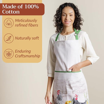 Maison d' Hermine 100% Cotton Apron for women with Pocket Kitchen Chef Apron for Men Cooking Spring Summer