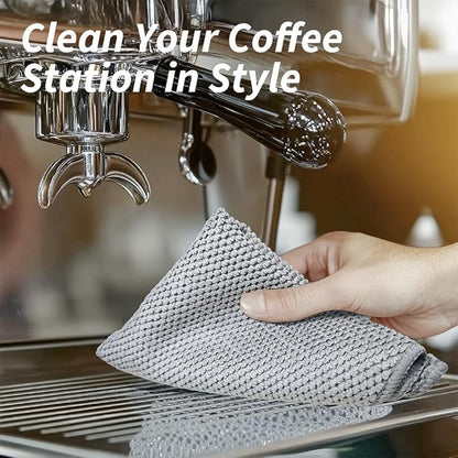Barista Towels 12 Pack, Extra Thick Microfiber Coffee Cleaning Cloths for Espresso Machines, Steam Wands & Countertops – Essential Coffee Bar Accessories, 12”x12”