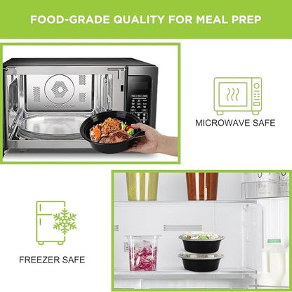WGCC Meal Prep Containers with Lids - 10Pack 32oz Meal Prep Bowls, Disposable Food Prep Containers, Round To Go Containers with Lids, BPA-Free, Freezer & Dishwasher Safe
