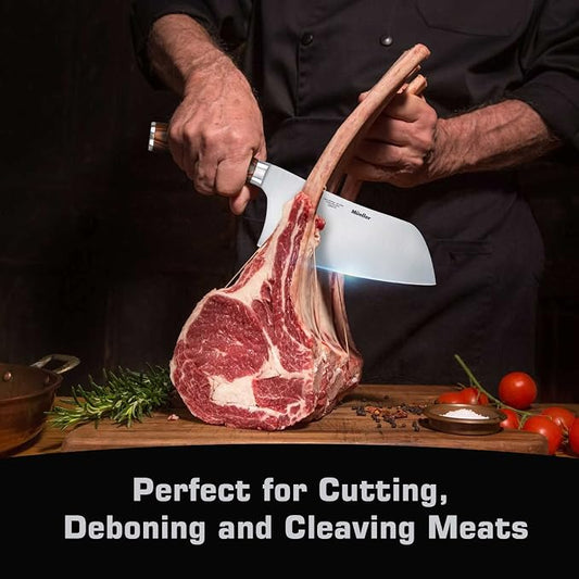 Mueller Cleaver Knife 7 Inch, Ultra Sharp German High Carbon Steel Vegetable Meat Cleaver, Multifunction Chopper Butcher Knife for Home Kitchen and Restaurant
