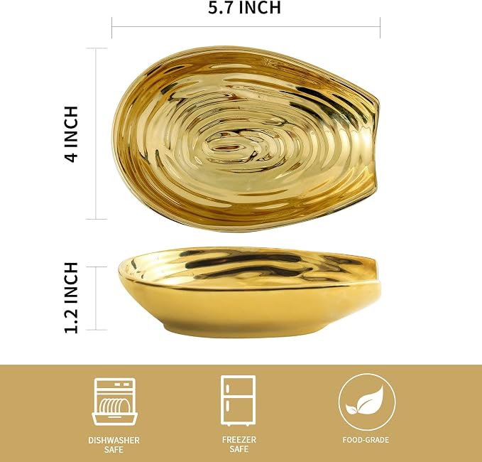 Hasense Spoon Rest for Stove Top, Ceramic Gold Spoon Holder for Kitchen Counter, Large Stable Heat-resistant Utensil Rest for Cooking Spatula Ladles and Tongs, Housewarming Gift, Home Kitchen Decor
