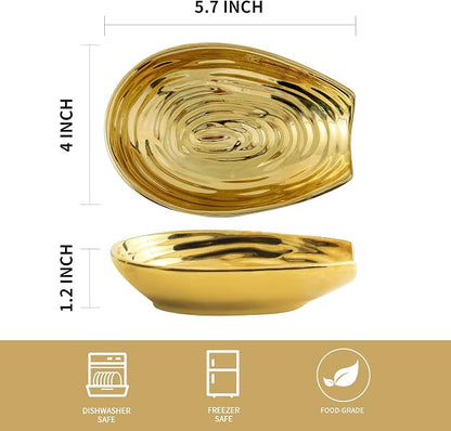Hasense Spoon Rest for Stove Top, Ceramic Gold Spoon Holder for Kitchen Counter, Large Stable Heat-resistant Utensil Rest for Cooking Spatula Ladles and Tongs, Housewarming Gift, Home Kitchen Decor