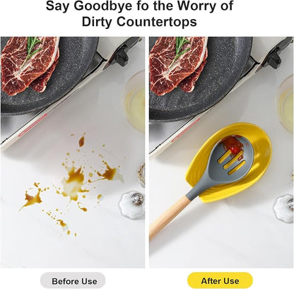 Hasense Spoon Rest for Kitchen Counter, Porcelain Spoon Holder for Stove Top, Cooking Utensil Rest Spoon Cradle for Spatula, Ladle, Tongs and Knife, Dishwasher Safe and Heat-Resistant, Yellow