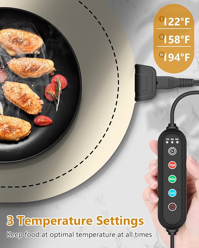 Warming Mat for Food Extra Large,36"x15" Food Warming Mats for Countertops, Parties, and Daily Use with Timer and 3 Temperature Levels