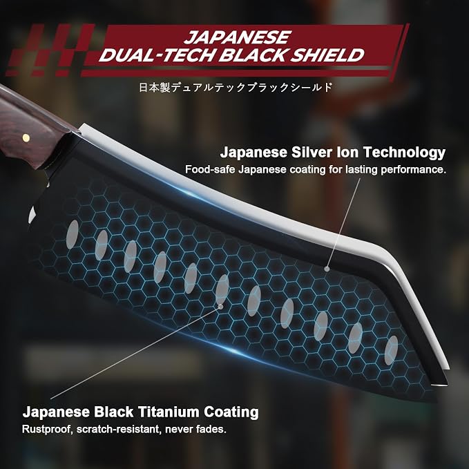 DRGSKL Santoku Knife 7 Inch - Japanese Chef Knife for Fish, Bunka Knife for Meat, Kiritsuke Knife for Vegetables, Black Slicing Knives with Full Tang Handle, Gift for Men Women