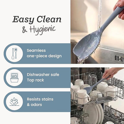 Starpack Stir and Serve Silicone Cooking Utensils Set (5-Piece, 11") - LFGB Non Toxic, 600°F Heat Resistant, BPA-Free - One-Piece Seamless, Dishwasher Safe - for Nonstick Cookware, Light Blue