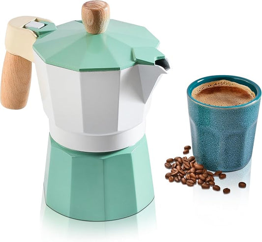 Mixpresso Moka Pot 3 Cup (5 oz Total) – Stovetop Espresso Maker for Gas & Electric Stove, Aluminum Cuban & Italian Coffee Maker, Small Size Espresso Brewer