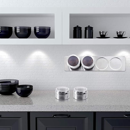 Chengu 3 Pieces Magnetic Spice Rack Stainless Steel Wall Plate Base Wall Mounted Base Under Cabinet Spice Rack for Home Magnetic Spices Jars Container Metal Panels Sticks Kitchen Supplies Camper Stove