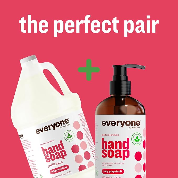 Everyone Liquid Hand Soap Refill, 1 Gallon, Ruby Grapefruit, made with Essential Oils for Kitchen and Bathroom