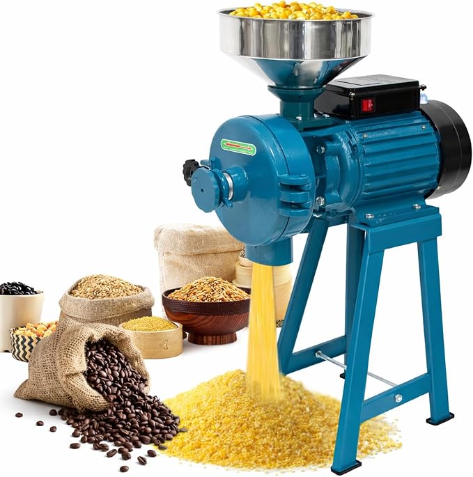 Slsy Heavy Duty Electric Wet & Dry Grain Mill Grinder, 3000W High Power Milling Machine, 110V Commercial Grain Grinder for Corn, Wheat, Rice, Soybeans, Feed