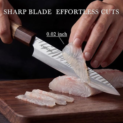 8.5 Inch Sashimi Knife Sushi Knife, 9-Layer VG10 High Carbon Steel Japanese Yanagiba Knifes, Sharp Long Slicing Bread Knifes with Rosewood Handle for Home Kitchen