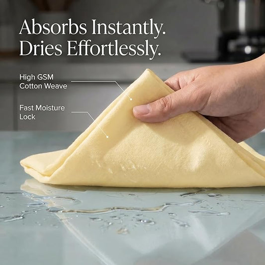 Urban Villa Kitchen Towels 100% Cotton Dish Towels for Kitchen(Set of 6)20”x30” Dish Cloths Highly Absorbent Kitchen Linen Set with Hanging Loop Perfect for Drying Dishes Cleaning Hand Towels – Yellow