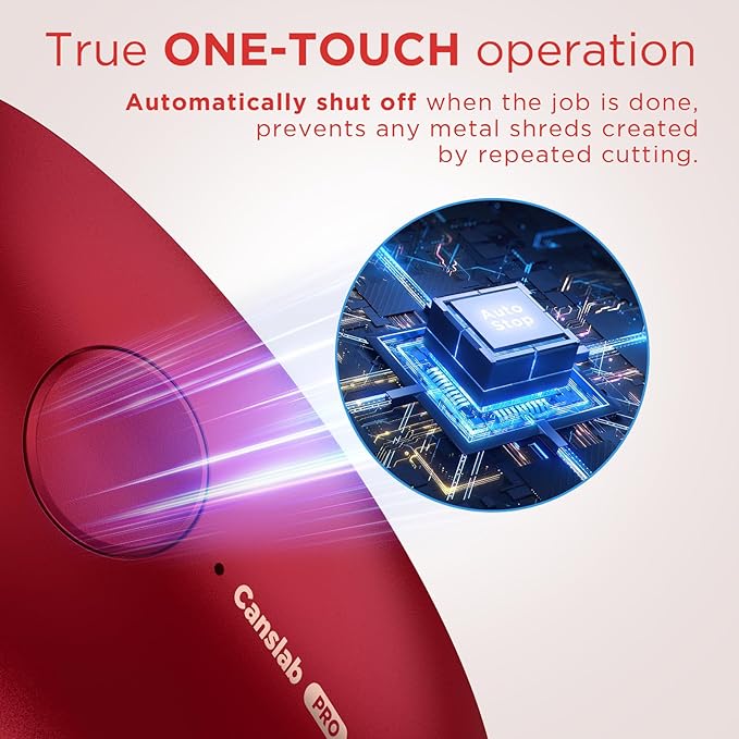 Canslab Ultrablade PRO Auto Stop USB Rechargeable Can Opener for Kitchen for Seniors with Arthritis, Long Battery Life, Handfree One Touch, Side Cut for Smooth Edge, Wall Mounted Small Size, Red