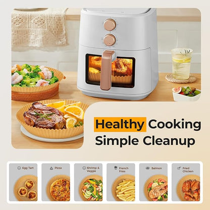 125Pcs 8 Inch Round Air Fryer Liners Disposable, Non-Stick Parchment Paper, Food Grade Baking Sheets for Air Fryer, Oven, Microwave & Roasting