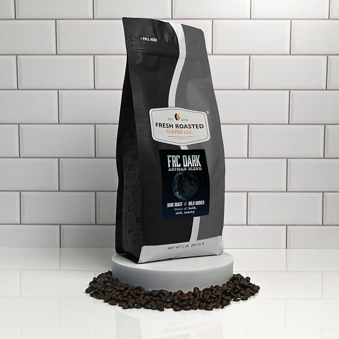 Fresh Roasted Coffee, FRC Dark Roast Blend Whole Bean Coffee, Dark Roast, Kosher, 2 lb (32 oz)