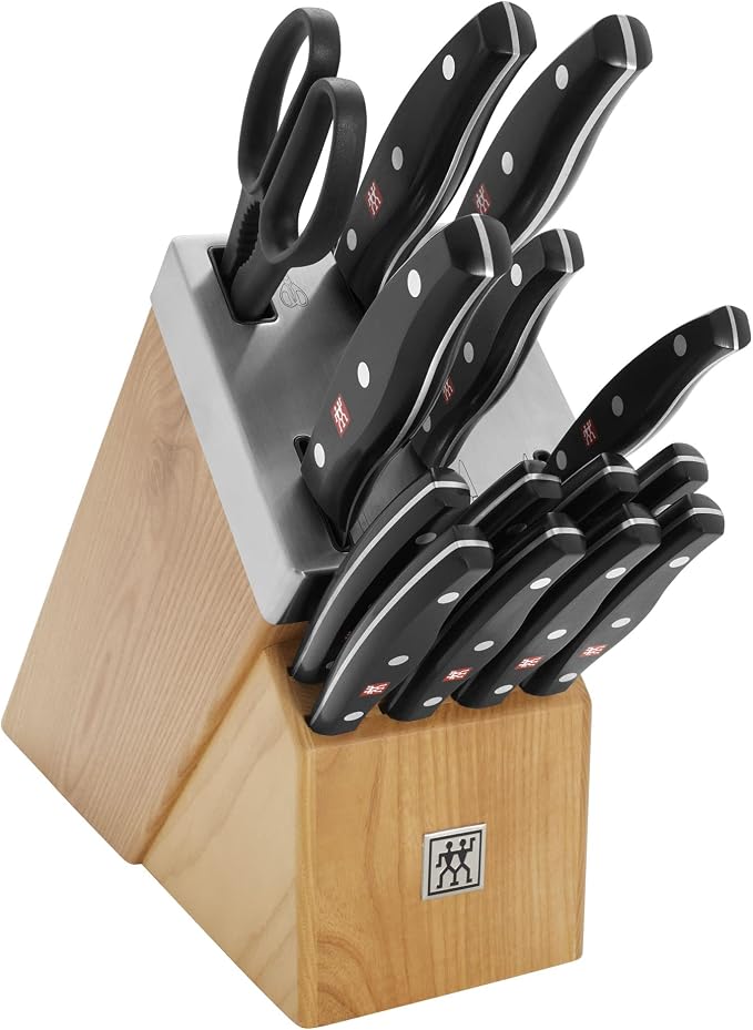 ZWILLING Twin Signature 15-Piece German Knife Set with Block, Razor-Sharp, Made in Company-Owned German Factory with Special Formula Steel perfected for almost 300 Years, Dishwasher Safe