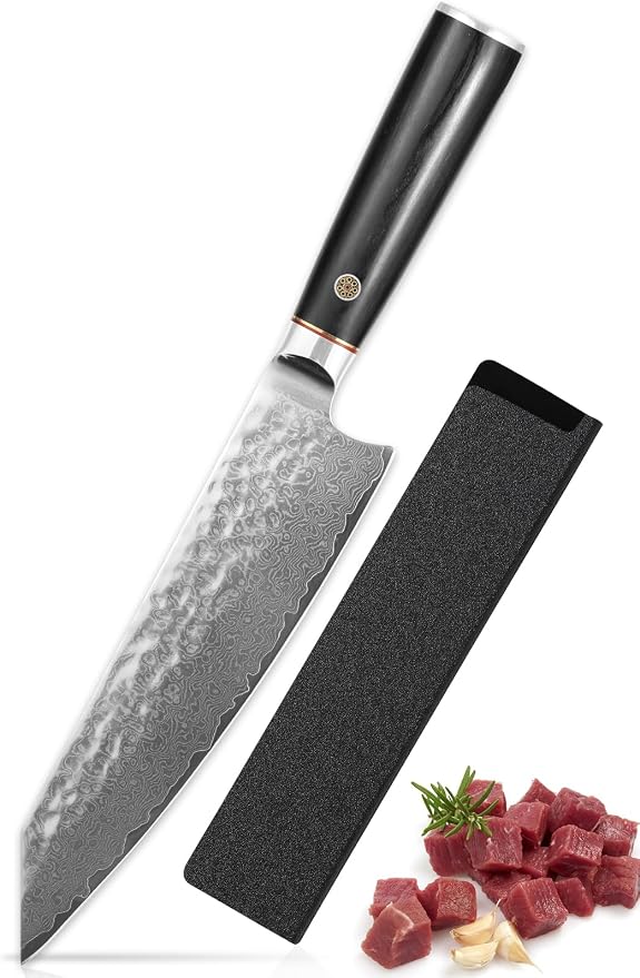 Kiritsuke Knife - 8 Inch Damascus Japanese Chef's Knife, 67 Layers Japanese VG-10 Gyuto Kitchen Cooking Knife - Ergonomic Handle