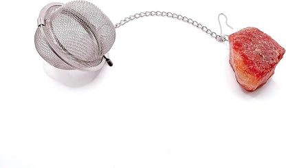 Crystal Tea Infuser, Raw Amethyst Rose Quartz Green Aventurine Tiger Eye Red Agate Tea Strainer, Tea Steeper Gemstone Gift for Tea Lovers, LuckLoves (Red Agate)