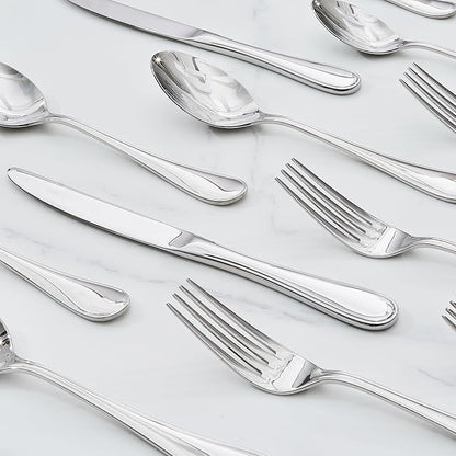 KINGSTONE 48 Piece Teardrop Silverware Set with Steak Knives, 18/10 Stainless Steel Flatware Set for 8, Modern Design Cutlery Set for Home/Hotel/Wedding,Mirror Polished and Dishwasher Safe