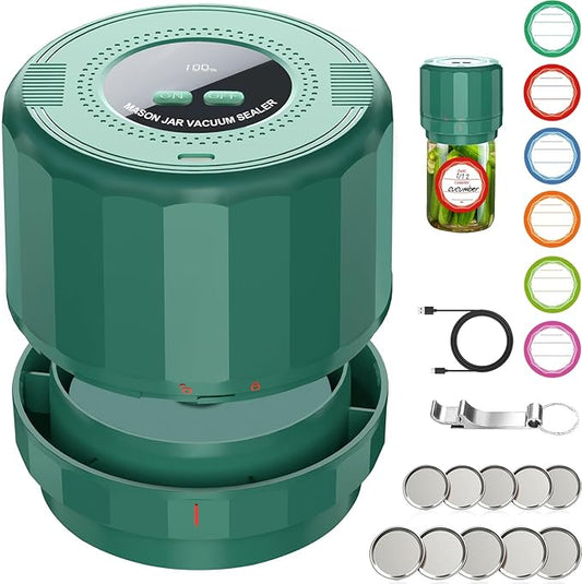 UNERVER Mason Jar Vacuum Sealer Kit, Electric Airtight Food Saver for Wide & Regular Mouth Jars, Easy to Use Vacuum Sealer for Meal Prep, Pantry Storage & Keeping Food Fresh Longer