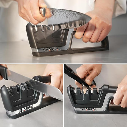 SHARPAL 104N 5-in-1 Professional Knife & Scissors Sharpener, Sharpening Tool for Straight & Serrated Blades, Repairs & Hones Euro/American & Asian Knives, Fast Scissor Sharpening Fathers Day Gift