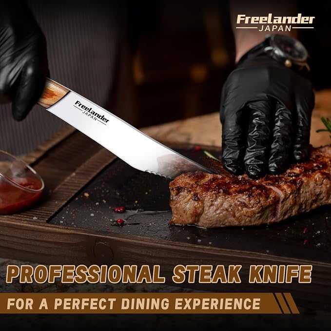 Freelander 4-Piece Pizza Knife Cutter Set, Sharp Serrated Stainless Steel Blades, Full Tang Forged Design, Ergonomic Non-Slip Handle,Durable, Rust-Resistant & Dishwasher Safe,Christmas
