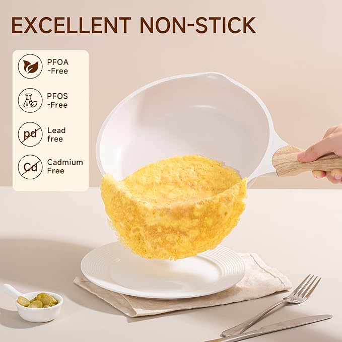 JEETEE 10 Inch Nonstick Frying Pan, Stone Coating Cookware, Nonstick Omelette Pan with Heat-Resistant Handle, Induction Skillet for Eggs