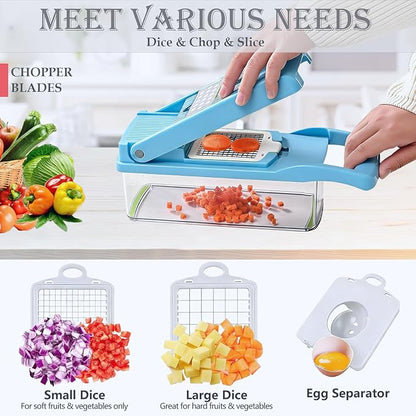 Pro-Series 20-in-1 Vegetable Chopper w/Container, Cheese Grater Hand Crank, Box Mandoline Slicer Food Cutter Shredder Mandolin for Veggie Onion Salad Fruit Potato (Kitchen Gadget & Essential)