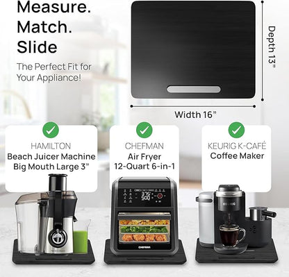 Ibyx Elegant Appliance Slider - Sliding Tray for Coffee Maker & Heavy Kitchen Appliances, Easy Slide, Made of Premium Bamboo, Space-Saving Kitchen Organizer, 40 lb Capacity, Black - 16 x 13 Inch