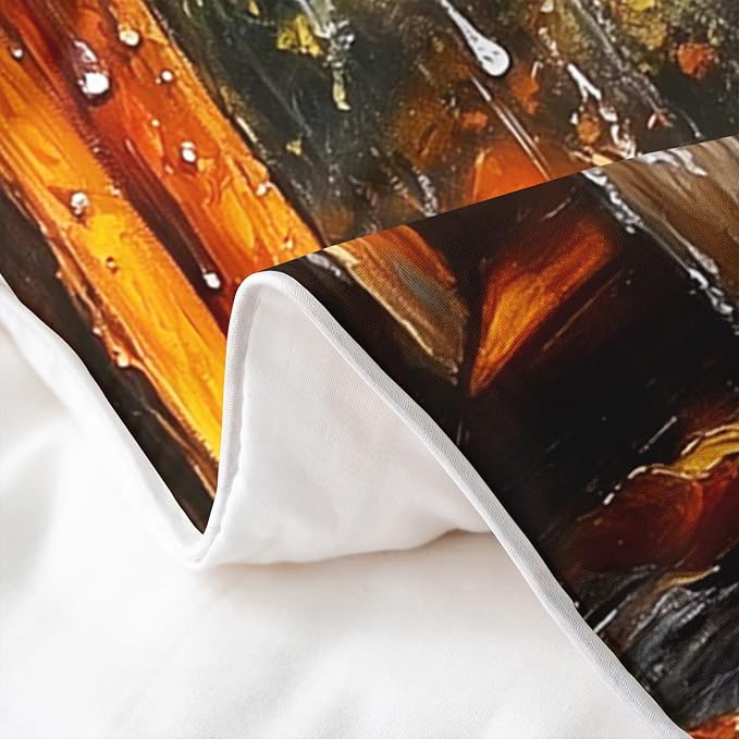 Reading Book Theme 100% Natural Cotton Duvet Cover Set Maple Leaves Comforter Cover Set King Size for Bedroom Decor Rustic Farmhouse Bedding Set 3 PCS,Comforter Not Included