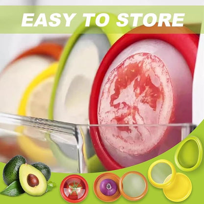 Set of 8 Fresh Food Containers, Fresh Pod, Reusable Silicone Storage Pods for Avocado, Onions, Tomatoes, Garlic – Anti-Oxidation for Fridge, Send Goods from Local Warehouse