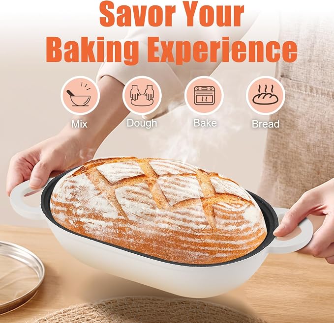 Enameled Cast Iron Oval Dutch Oven Pot with Lid, 5 QT Dutch Oven for Sourdough Bread Baking, Bread Loaf Pan with Lid & Bread Oven (Gradient Caramel)