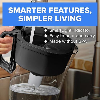 Brita Metro Small 6-Cup Water Filter Pitcher with BritaPlus Filter, WQA NSF/ANSI Certified, Reduces 2X Contaminants vs. Standard, Reduces Chlorine, Zinc, Copper, Mercury & More, Black