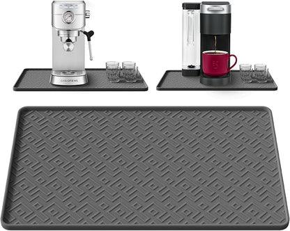 Silicone Coffee Mat with Raised Edges 17.7'' x 14.9'' Waterproof Countertop Mat, Coffee Maker Pad, Espresso Machine Mat, Heat Resistant Dish Drying Mat