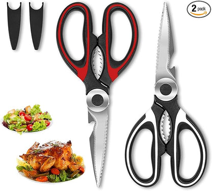SZHLUX 2-Pack Kitchen Scissors Heavy Duty, Premium Sharp Kitchen Shears for Food, Fish, Meat, Bones, Poultry and Vegetables with Strong Stainless Steel Blades Multi Purpose Cooking Scissors