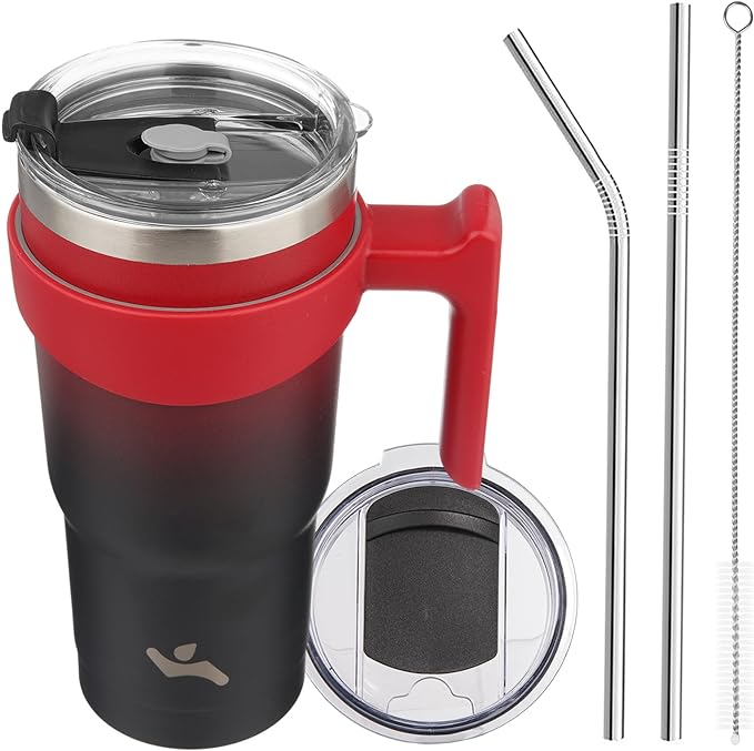 Konokyo 20 oz Tumbler with Handle and 2 Straw 2 Lid, Insulated Water Bottle Stainless Steel Vacuum Cup Reusable Travel Mug,Mystic Moon