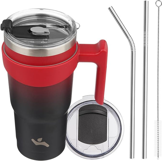 Konokyo 20 oz Tumbler with Handle and 2 Straw 2 Lid, Insulated Water Bottle Stainless Steel Vacuum Cup Reusable Travel Mug,Mystic Moon